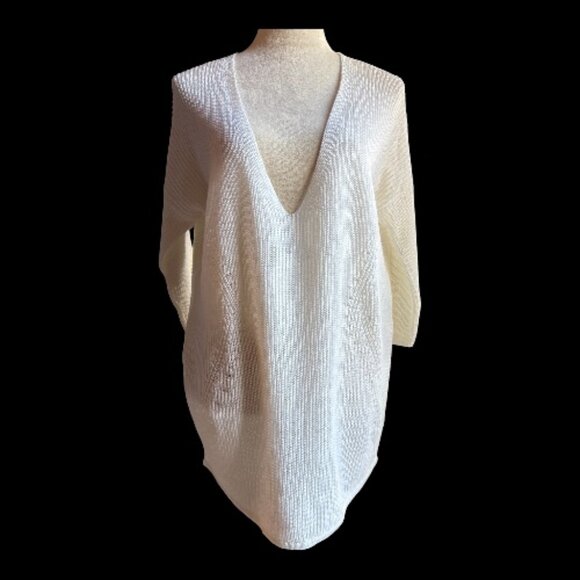 Express Knit Sweater Dress V-Neck Ribbed Textured Cozy Chic (2443-15) - Picture 1 of 3